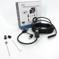 Камера эндоскоп с кабелем на 2 метра 7 мм USB/micro USB с подсветкой, Usb эндоскоп для андроид