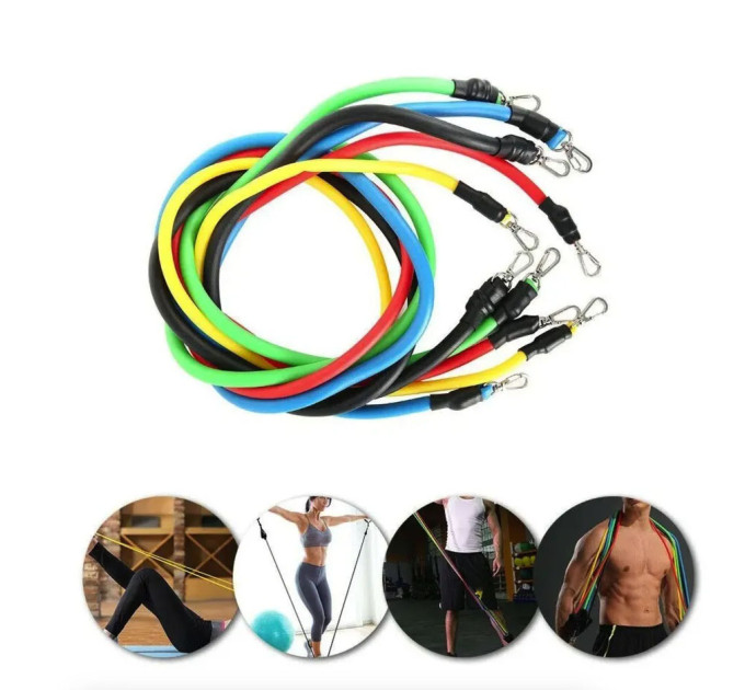 Эспандер резина для зарядок exercise pipe, эспандер резиновый жгут упражнения, Фитнес резинки 5 в 1
