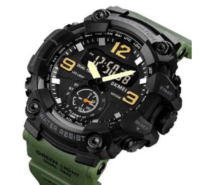 Годинник наручний чоловічий SKMEI 1965AG ARMY GREEN, Годинник армійський оригінал, Годинник спортивний. Колір: зелений
