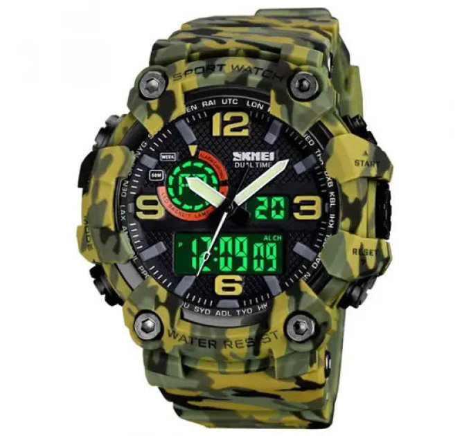 Годинник наручний чоловічий SKMEI 1520CMGN CAMO GREEN, годинник військовий чоловічий, для військовослужбовців. Колір: камуфляж