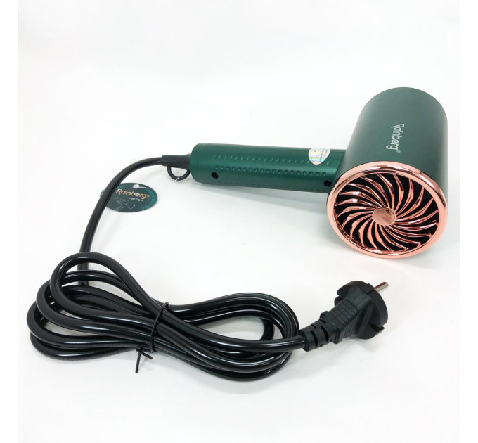 Фен Rainberg RB-2212 8800Вт з регуляцією температури та швидкості для сушіння та укладання волосся Green