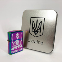 Дуговая электроимпульсная USB зажигалка Украина (металлическая коробка) HL-449. Цвет: хамелеон