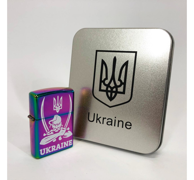 Дугова електроімпульсна запальничка USB Україна (металева коробка) HL-449. Колір: хамелеон