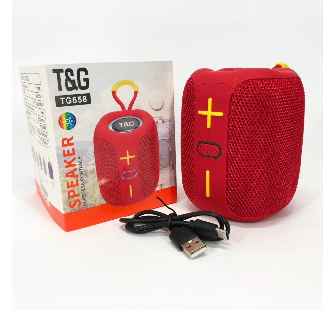 Портативная Bluetooth колонка TG658 8W с RGB подсветкой, колонка для вечеринки. Цвет: красный