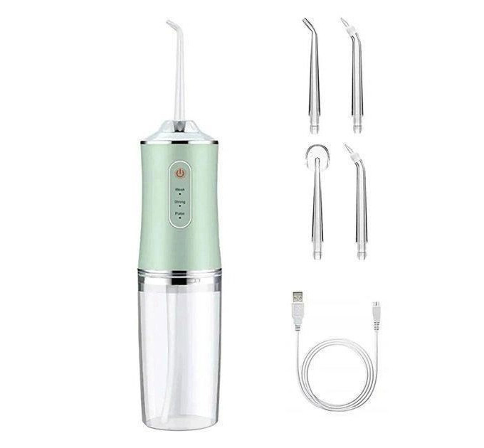 Ирригатор для чистки зубов и полости рта Oral Irrigator с аккумулятором и сменными насадками Green
