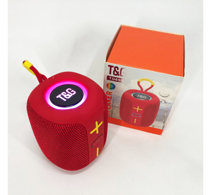 Портативная Bluetooth колонка TG658 8W с RGB подсветкой, колонка для вечеринки. Цвет: красный