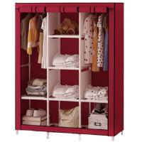 Шкаф тканевый 3 секции складной с каркасом STORAGE WARDROBE 175 х 130 х 45 см Red