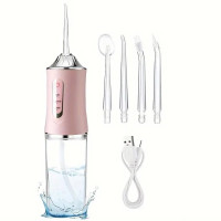 Ирригатор для чистки зубов и полости рта Oral Irrigator с аккумулятором и сменными насадками Pink