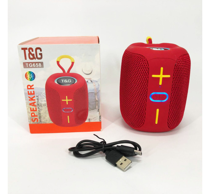 Портативная Bluetooth колонка TG658 8W с RGB подсветкой, колонка для вечеринки. Цвет: красный