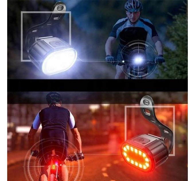 Велофонарь аккумуляторный передний и задний ZH-078-2LED фонарь + STOP-14SMD, Стоп-сигнал на заднюю раму