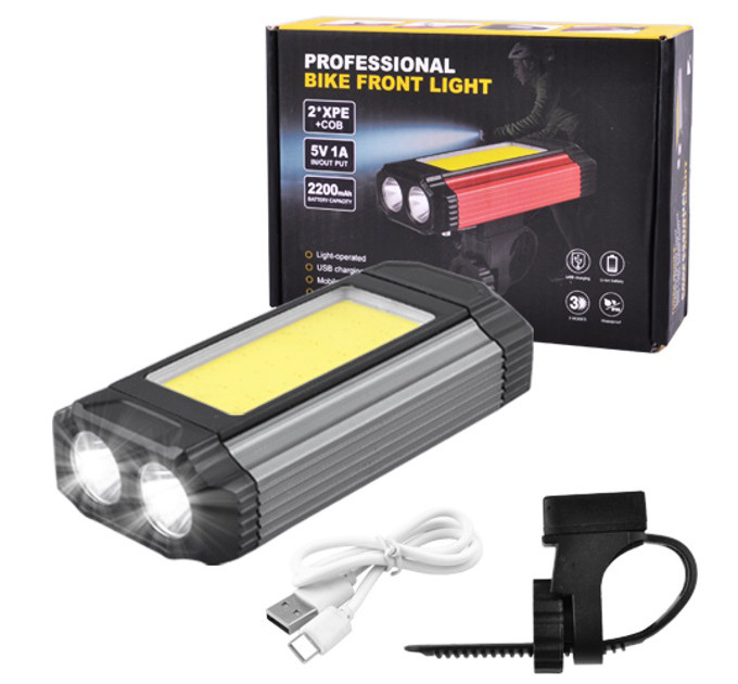 Велосипедный фонарь 501-2XPE+COB, Фара led для велосипеда, Фара велосипедная передняя, Лед фара