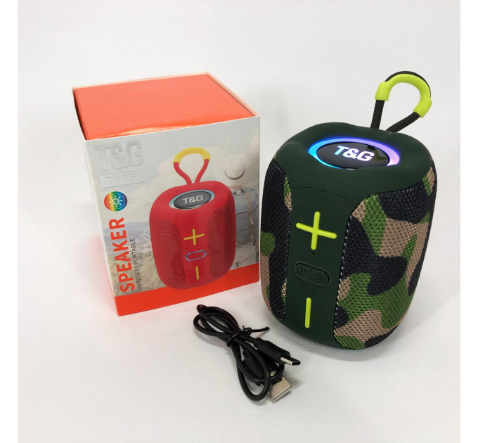 Портативная Bluetooth колонка TG658 8W с RGB подсветкой, Громкая блютуз колонка. Цвет: камуфляж