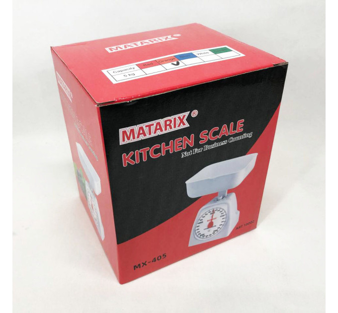 Ваги кухонні механічні MATARIX MX-405 5 кг, Ваги для кухні для продуктів. Колір: оранжевий