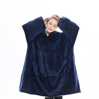 Плед толстовка с капюшоном и рукавами Huggle Hoodie оверсайз Blue