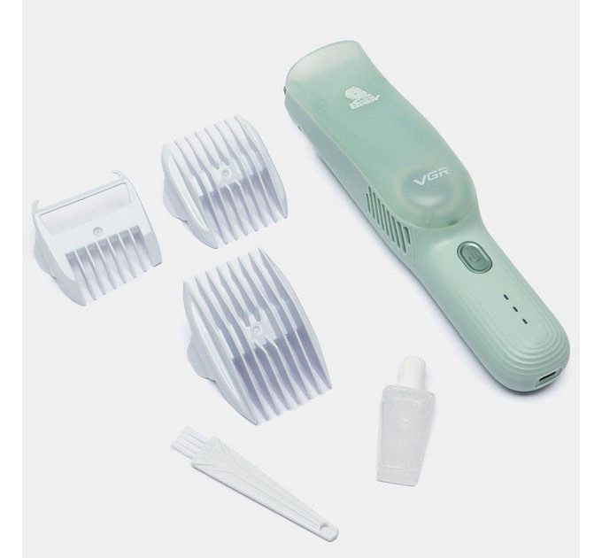 Дитяча машинка для стрижки VGR V-155 GREEN дітей новонароджених безшумна тиха з насадками 0-12 мм