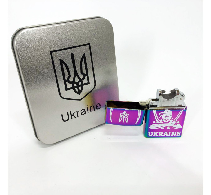 Дугова електроімпульсна запальничка USB Україна (металева коробка) HL-449. Колір: хамелеон