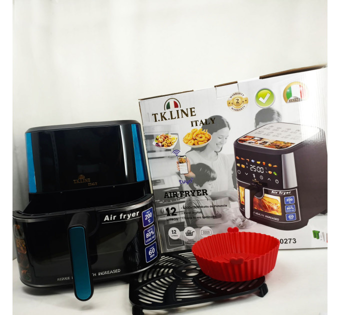 Аэрофритюрница T.K.Line TK00273 12 л с Wi-Fi Tuya Smart, 2 ТЭНами, LED-дисплеем и керамической чашей