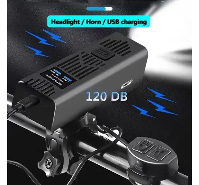 Велофара с сигналом Waterproof MT-007-T6 450Lum 18650 с выносной кнопкой, Долговечный велосипедный фонарь
