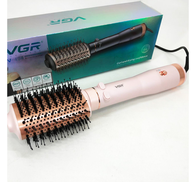 Електричний фен браш для укладання волосся VGR V-494 800Вт Pink