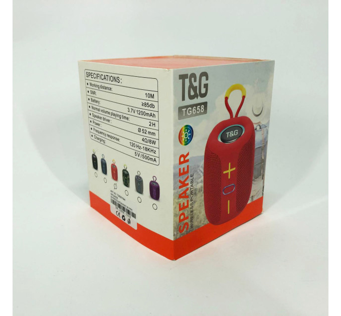 Портативная Bluetooth колонка TG658 8W с RGB подсветкой, колонка для вечеринки. Цвет: красный
