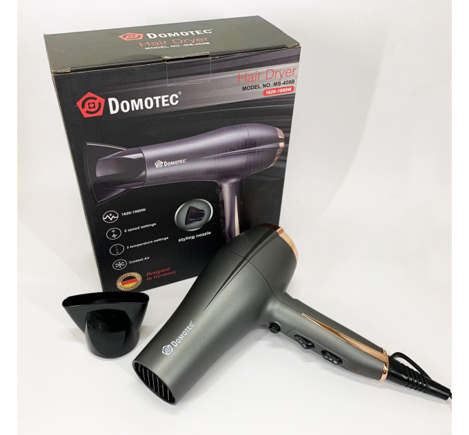 Профессиональный фен для волос Domotec MS-409B 1980Вт
