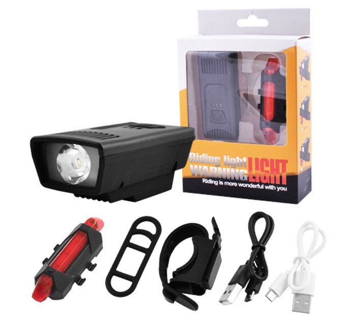 Велофонарь аккумуляторный комплект 1803-1-XPE + STOP-5LED, Велосипедный свет на руль