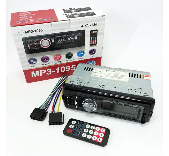 Автомагнитола MP3 1095/7336 BT ISO со съемной панелью 1DIN 4х50Вт, Автомобильная магнитола стерео звук