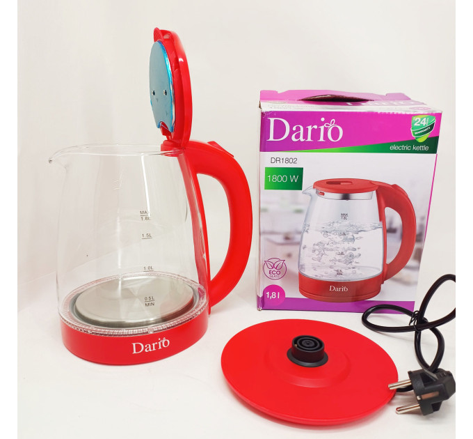 Електрочайник Dario DR1802 Red 1.8л