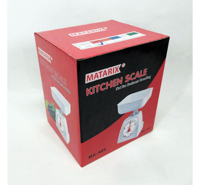 Весы кухонные механические MATARIX MX-405 5 кг, кухонные весы для взвешивания продуктов. Цвет: красный
