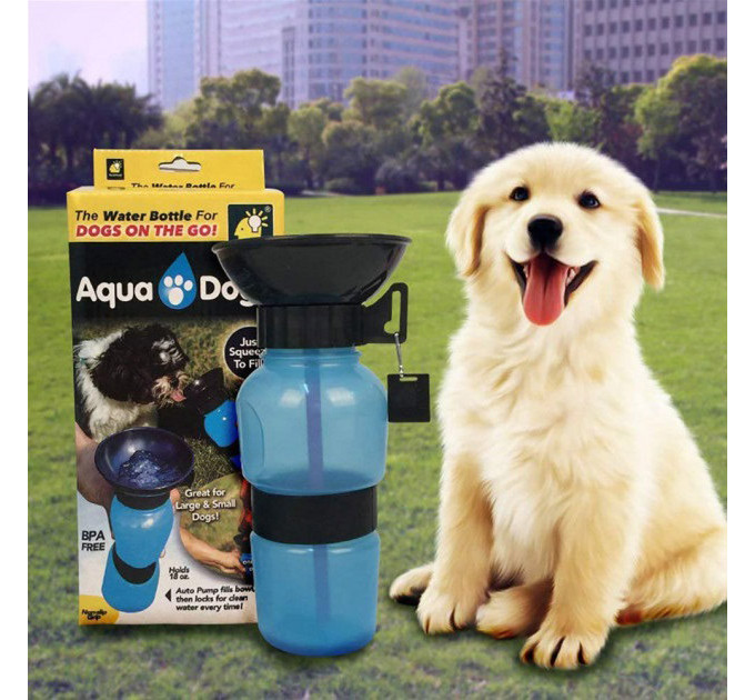 Поїлка для собак дорожня переносна Aqua Dog 537 мл портативна пляшка для великих та дрібних собак FS-97