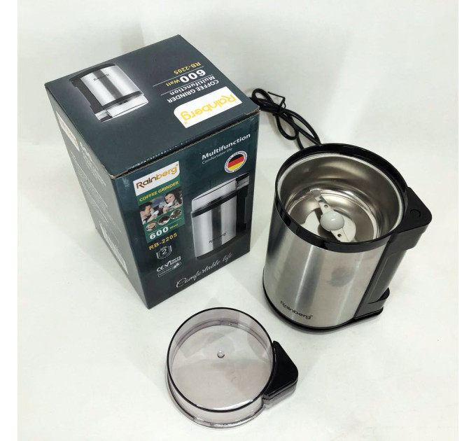 Электрическая роторная кофемолка Rainberg RB-2205 600 Вт Нержавеющая сталь