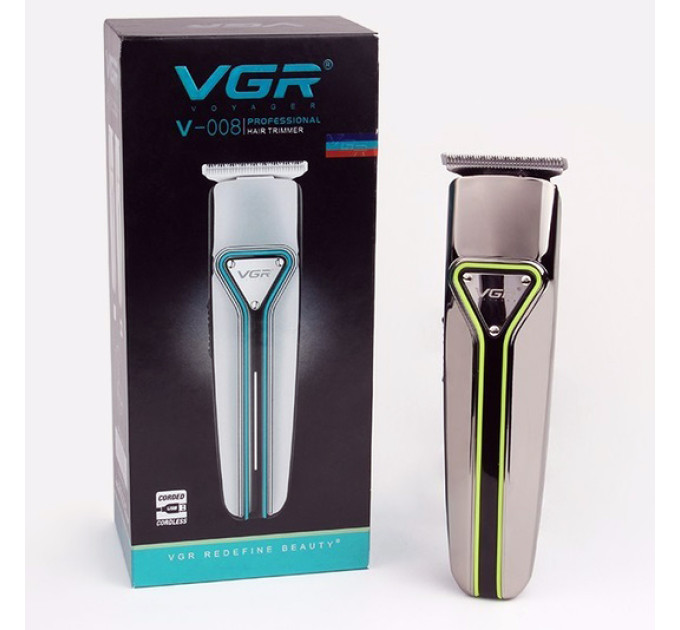 Професійна машинка тример бездротова для стрижки волосся VGR V-008 GREEN