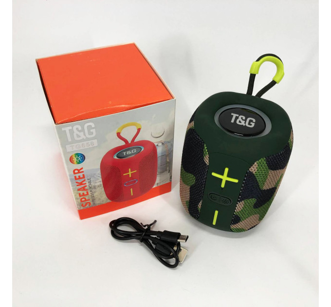 Портативная Bluetooth колонка TG658 8W с RGB подсветкой, Громкая блютуз колонка. Цвет: камуфляж