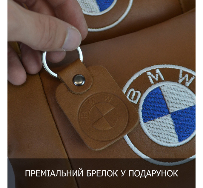Набор из двух подушек на подголовник Audi, из натуральной коричневой кожи, Подарок мужчине водителю