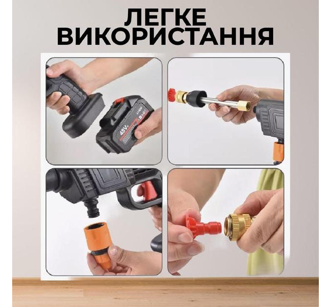 Акумуляторна Мийка з 2-ма АКБ Портативна Ручна Високого Тиску Універсальна