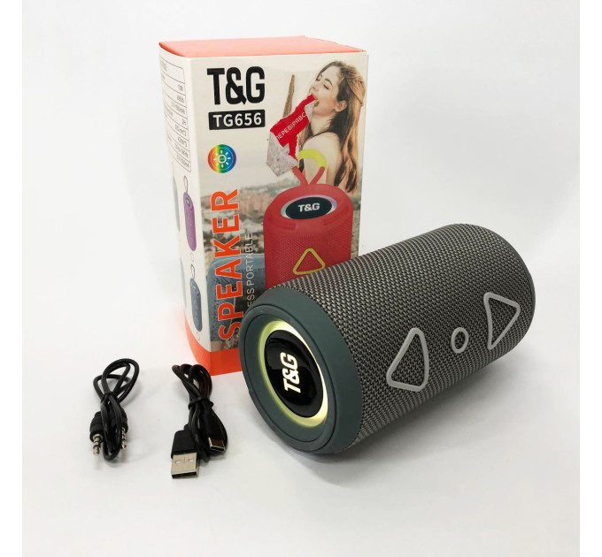 Bluetooth колонка портативная TG656 FM-радио, Громкая блютуз колонка, Колонка для вечеринки. Цвет: серый