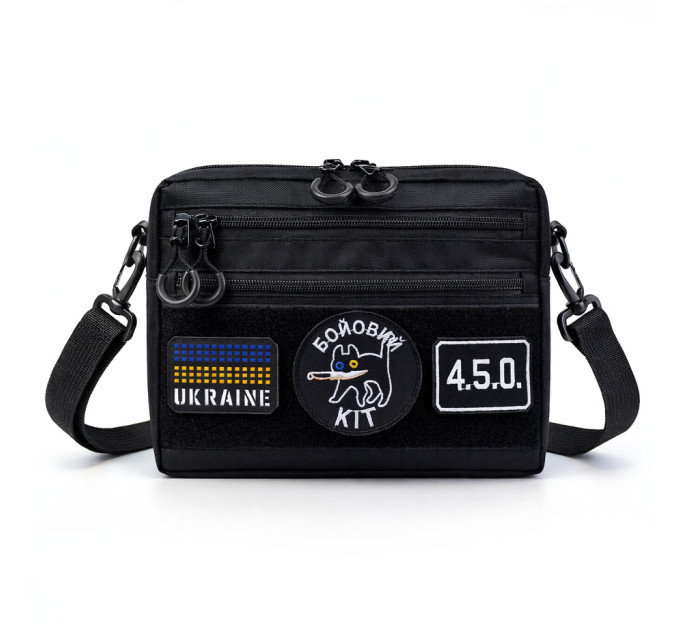 Тактическая сумка для патчей Cordura 600D — 5 карманов, мессенджер черный из ткани