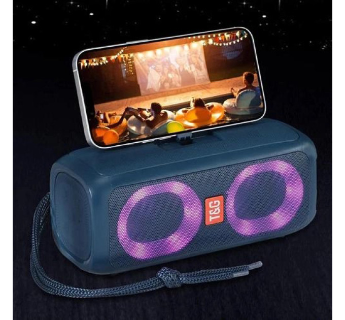 Портативна колонка TG333 2x5W з RGB підсвічуванням, гучна блютуз колонка. Колір: синій