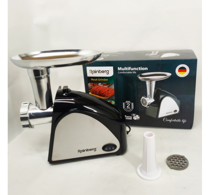 Электрическая мясорубка Rainberg RB-678 3000Вт с насадкой для колбас шнековая электромясорубка