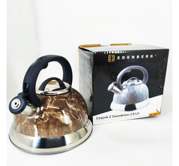 Чайник Edenberg EB-8871 из нержавеющей стали со свистком 3л Brown