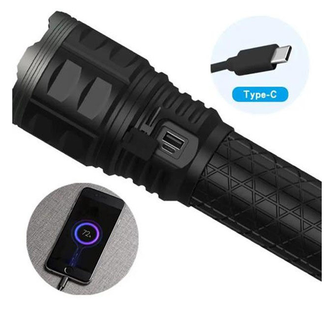 Фонарь ручной модели Police AK138-1 WHITE LASER LED PM60-TG 8х18650, USB-зарядка, Power Bank, зум
