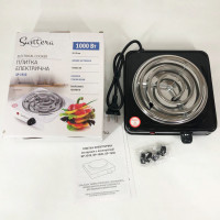 Плита електрична Suntera SP-1910, електроплита 1000 w, електроплита 1 комфорка Black