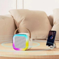 Портативная колонка с караоке микрофоном и RGB подсветкой K12 10W Bluetooth. Цвет: белый