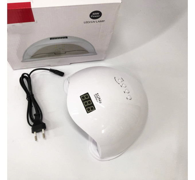 Лампа для манікюру Sun 5 nail lamp FD93-1 led для сушіння гель лаку з таймером для домашнього використання