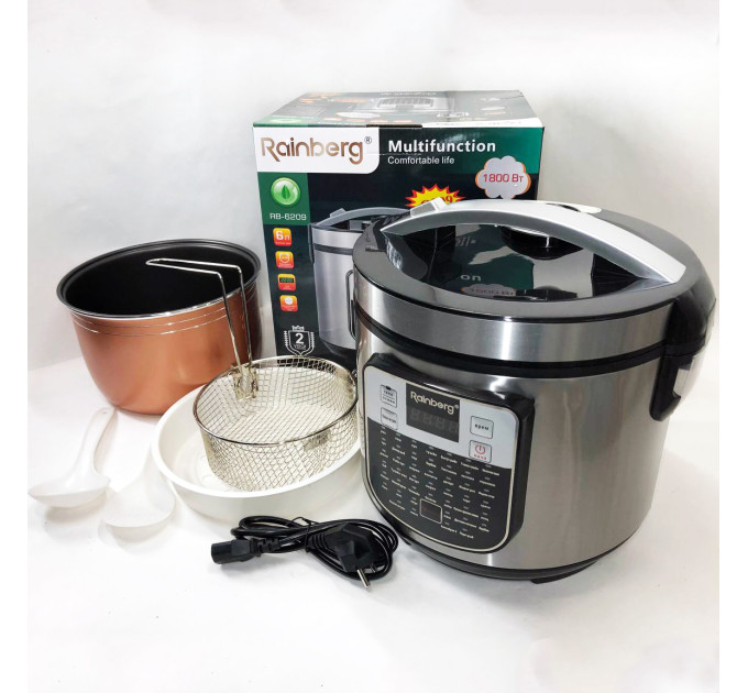 Мультиварка пароварка Rainberg RB-6209 45 программ 6л 1000W, Сенсорная мультиварка рисоварка