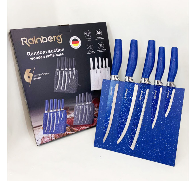 Набір ножів Rainberg RB-2322 з нержавіючої сталі з магнітною основою Blue