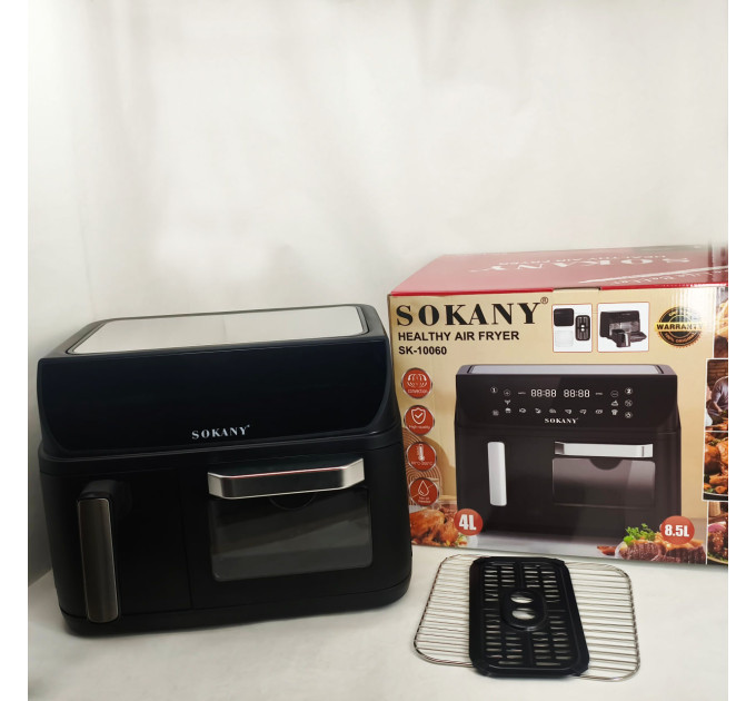 Аэрофритюрница двухкамерная Sokany SK-10060 2400W электродуховка 8,5л + аэрогриль безмасляная 4л без масла