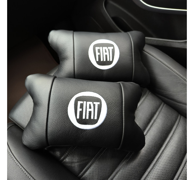 Набор подушек Fiat из натуральной кожи + вышивка логотипа и кожаный брелок в подарок