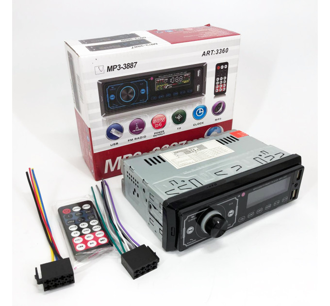 Автомагнитола MP3 3887 ISO 1DIN сенсорный дисплей LED/LCD, Автомобильная магнитола 1din штатная