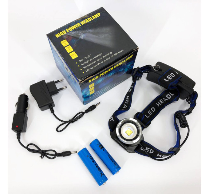 Налобний ліхтар Bailong BL-T24-P50 акумуляторний LED/Zoom 3 режими роботи, ліхтар на голову для риболовлі